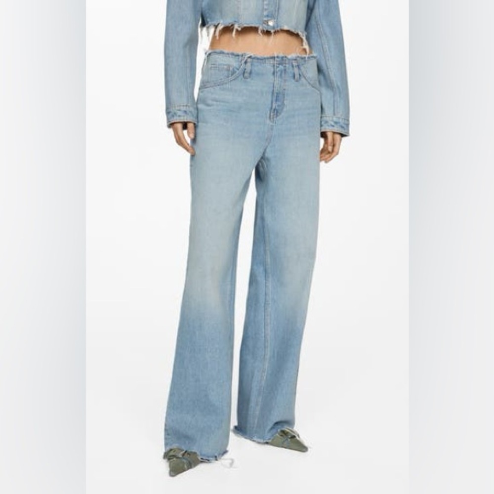 Mango Light Blue Wide Leg Flare Jeans